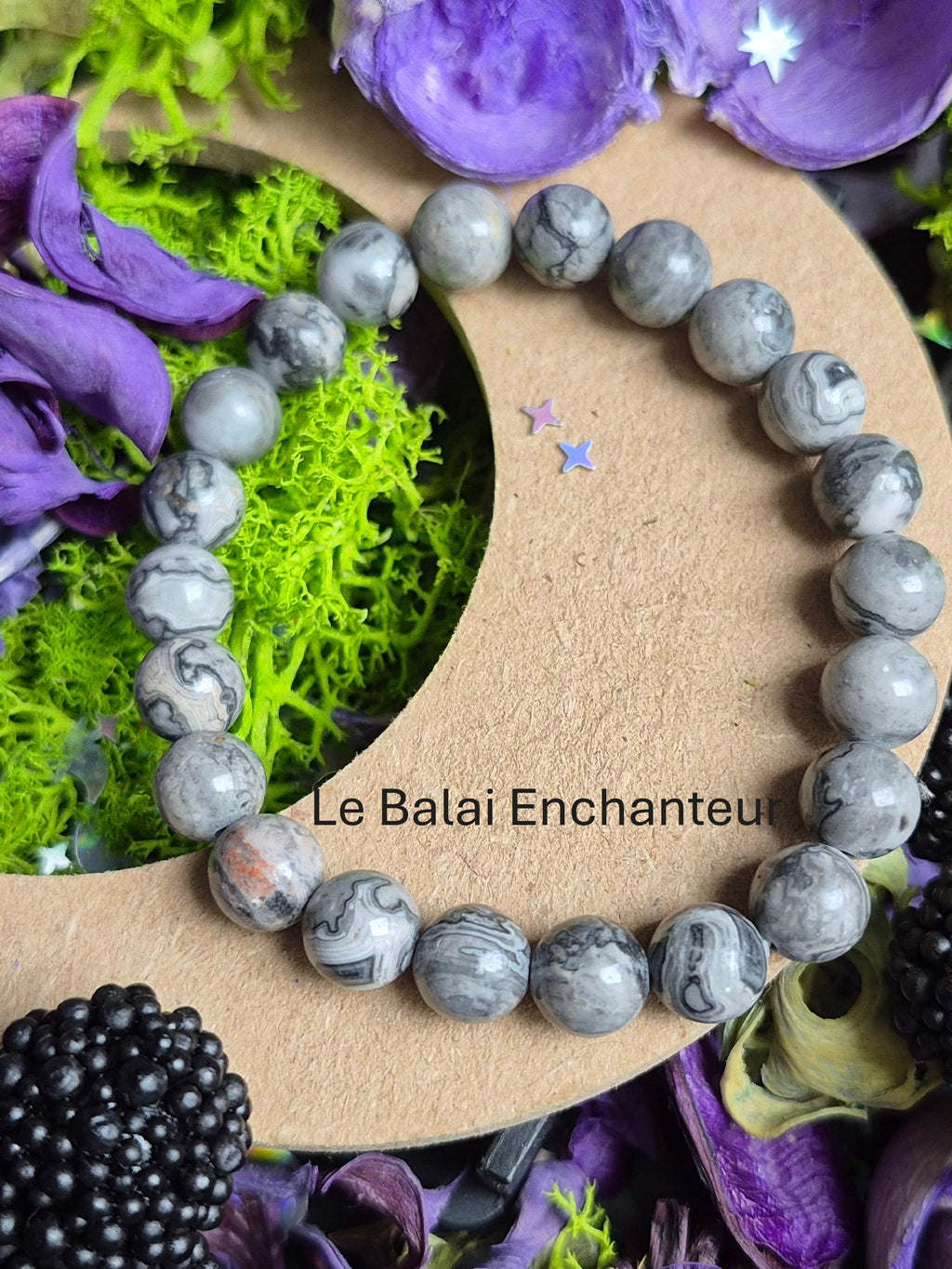 Bracelet élastique – Pinolite (ou Pinolith) - taille  08 mm