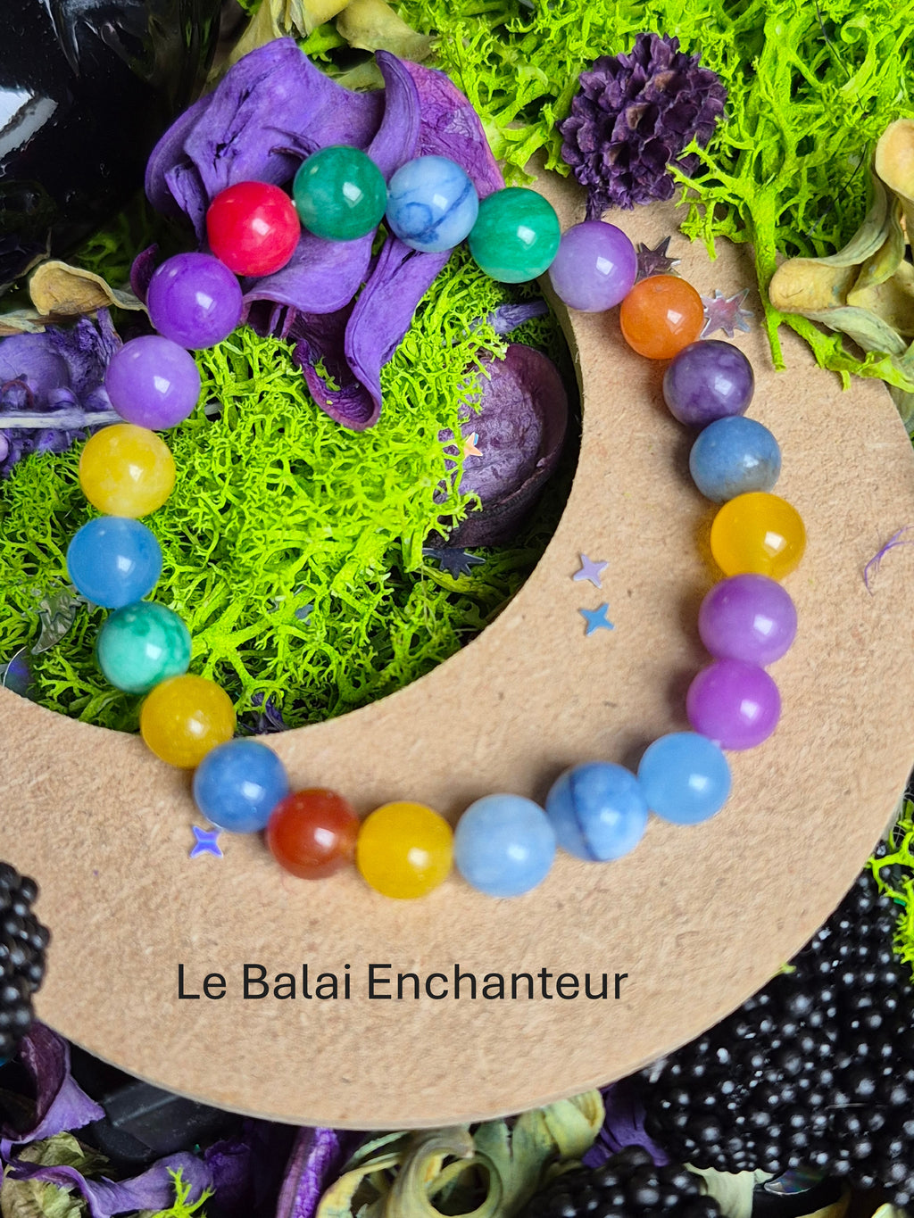 Bracelet élastique – Quartz arc-en-ciel 🌈 - taille  08 mm