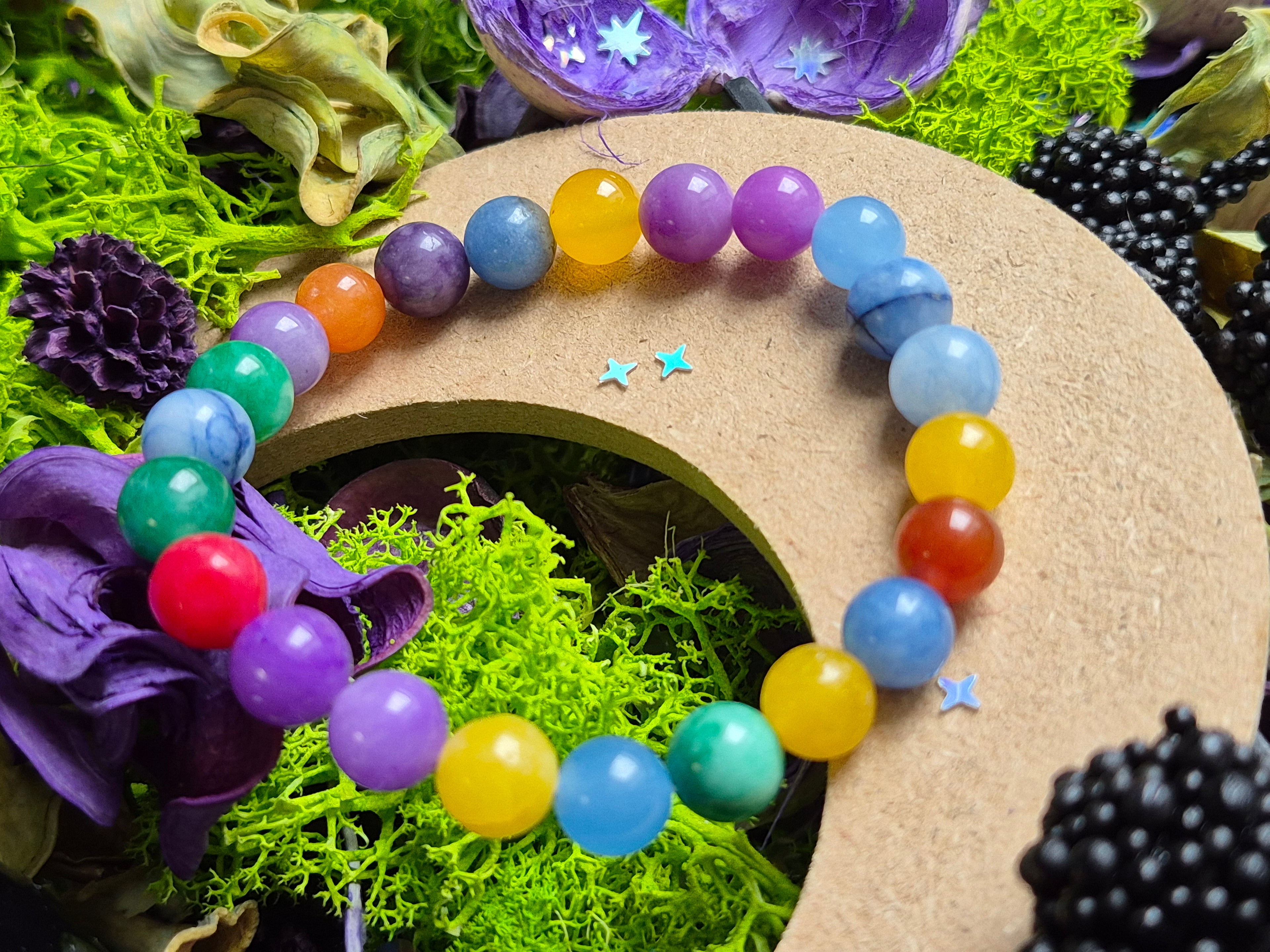 Bracelet élastique – Quartz arc-en-ciel 🌈 - taille  08 mm