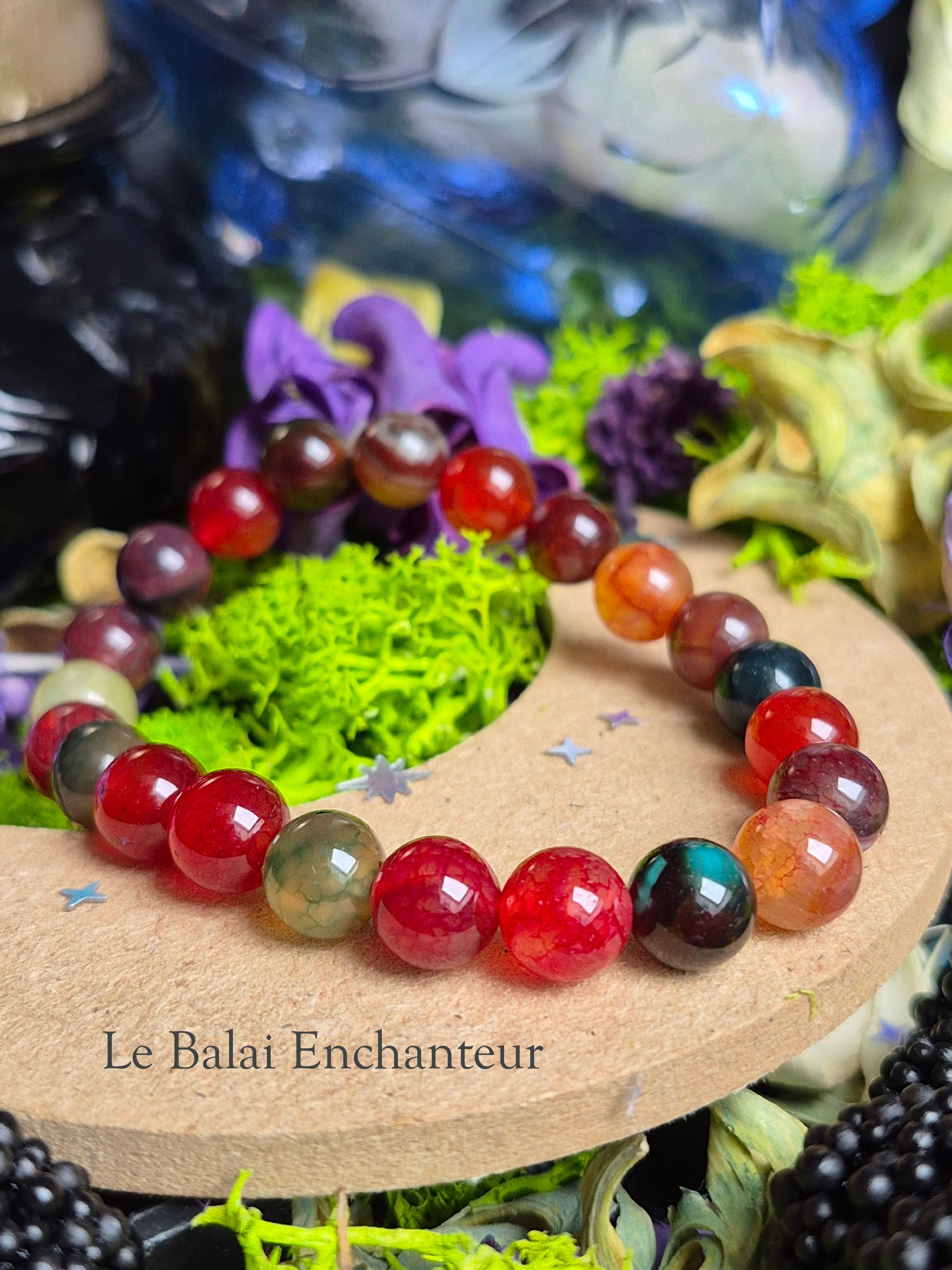 Bracelet élastique – Agate teintée  - taille  08 mm