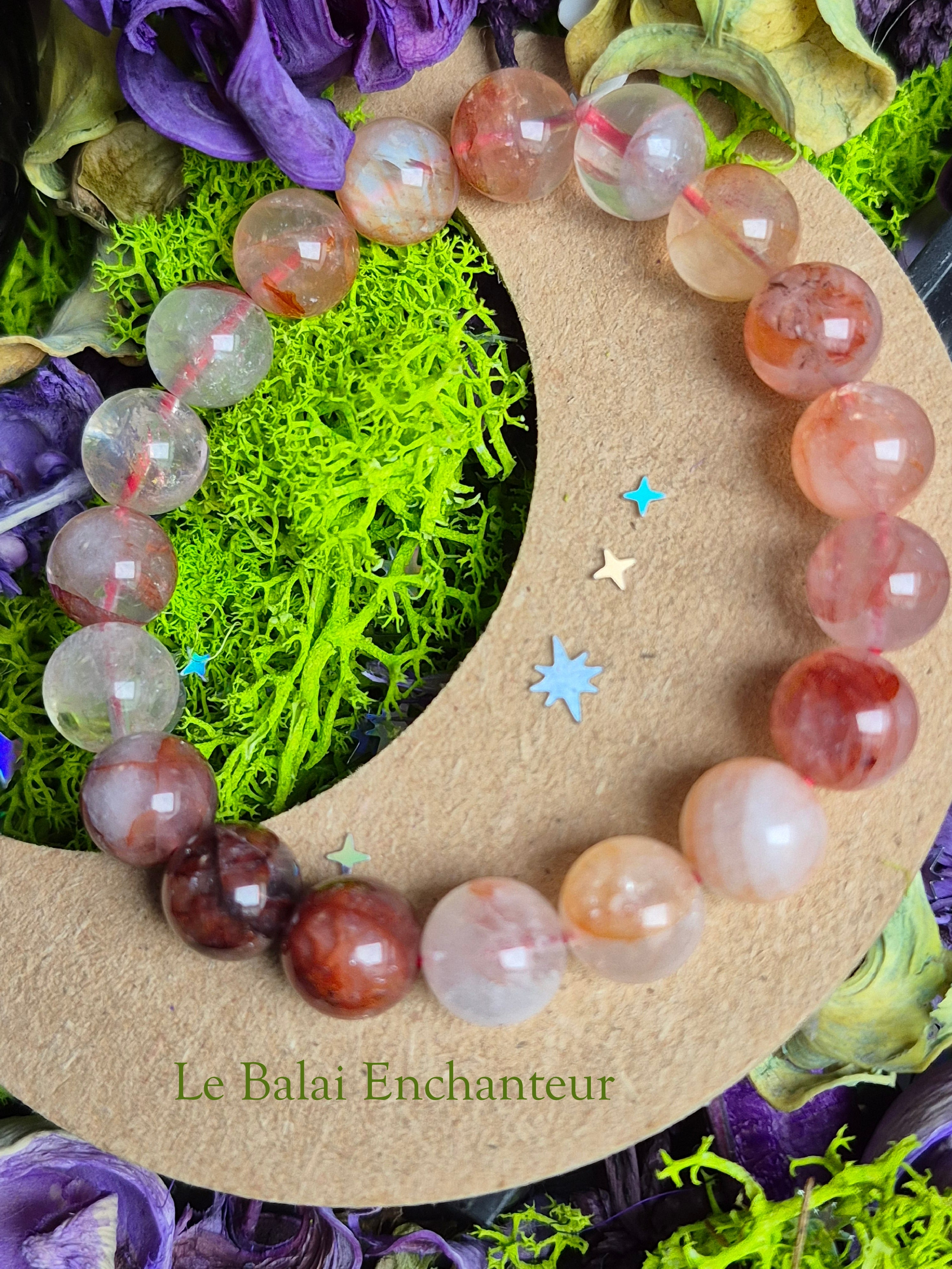 Bracelet élastique – Quartz Hématoïde Rouge- taille 10/12 mm
