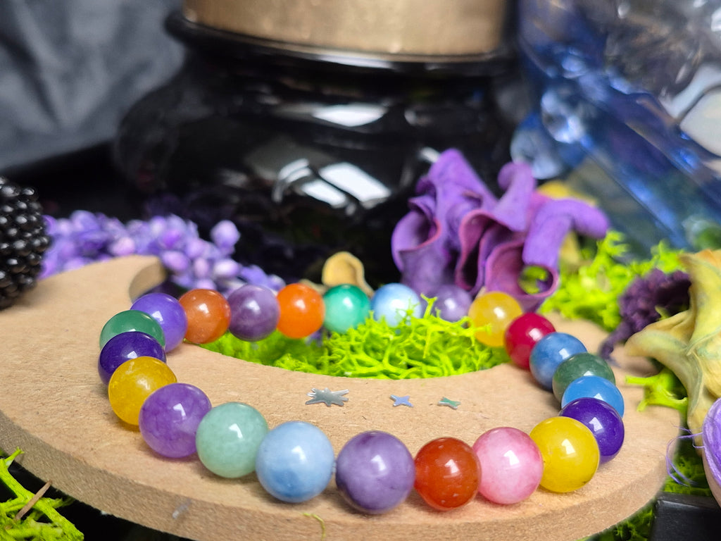 Bracelet élastique – Quartz arc-en-ciel 🌈 - taille  08 mm