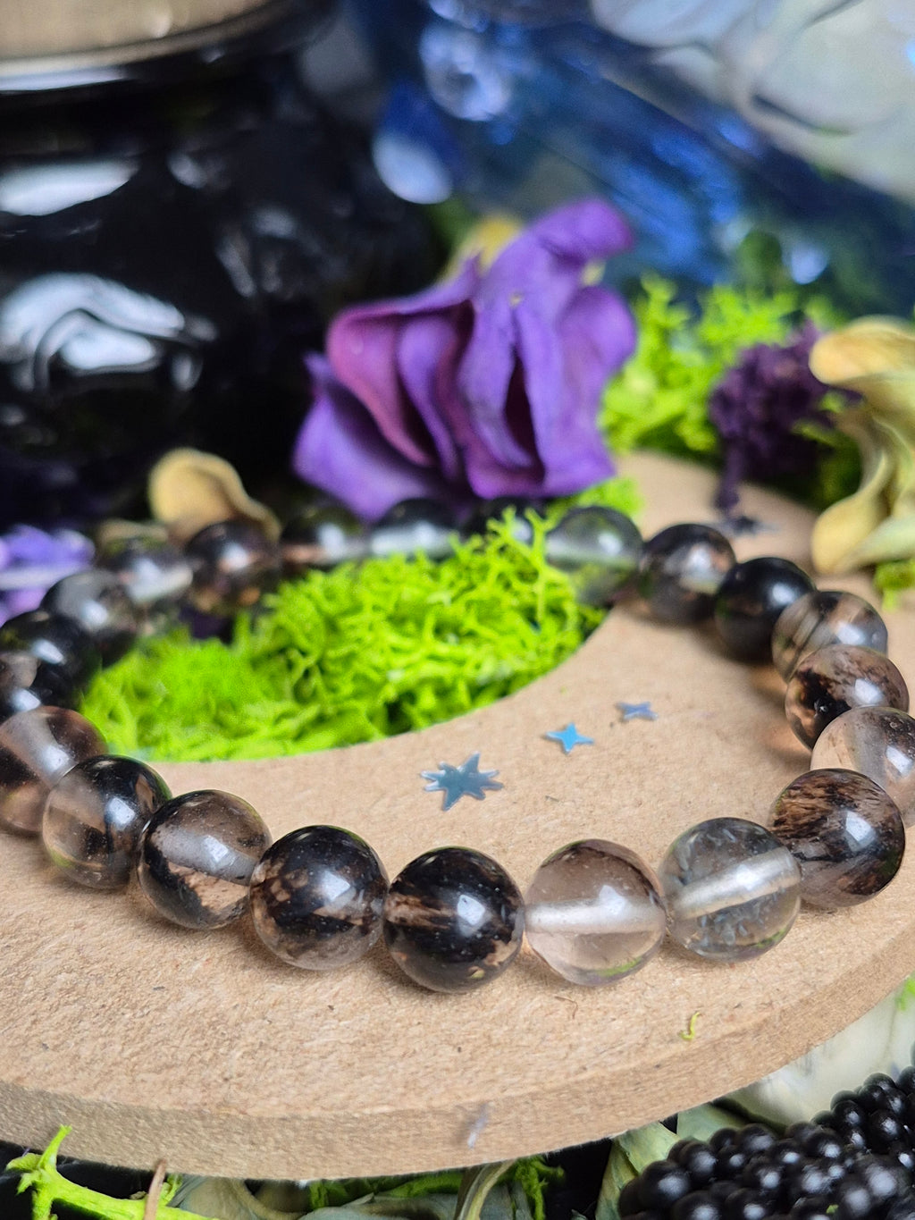 Bracelet élastique – Quartz Fumé - taille  08 mm