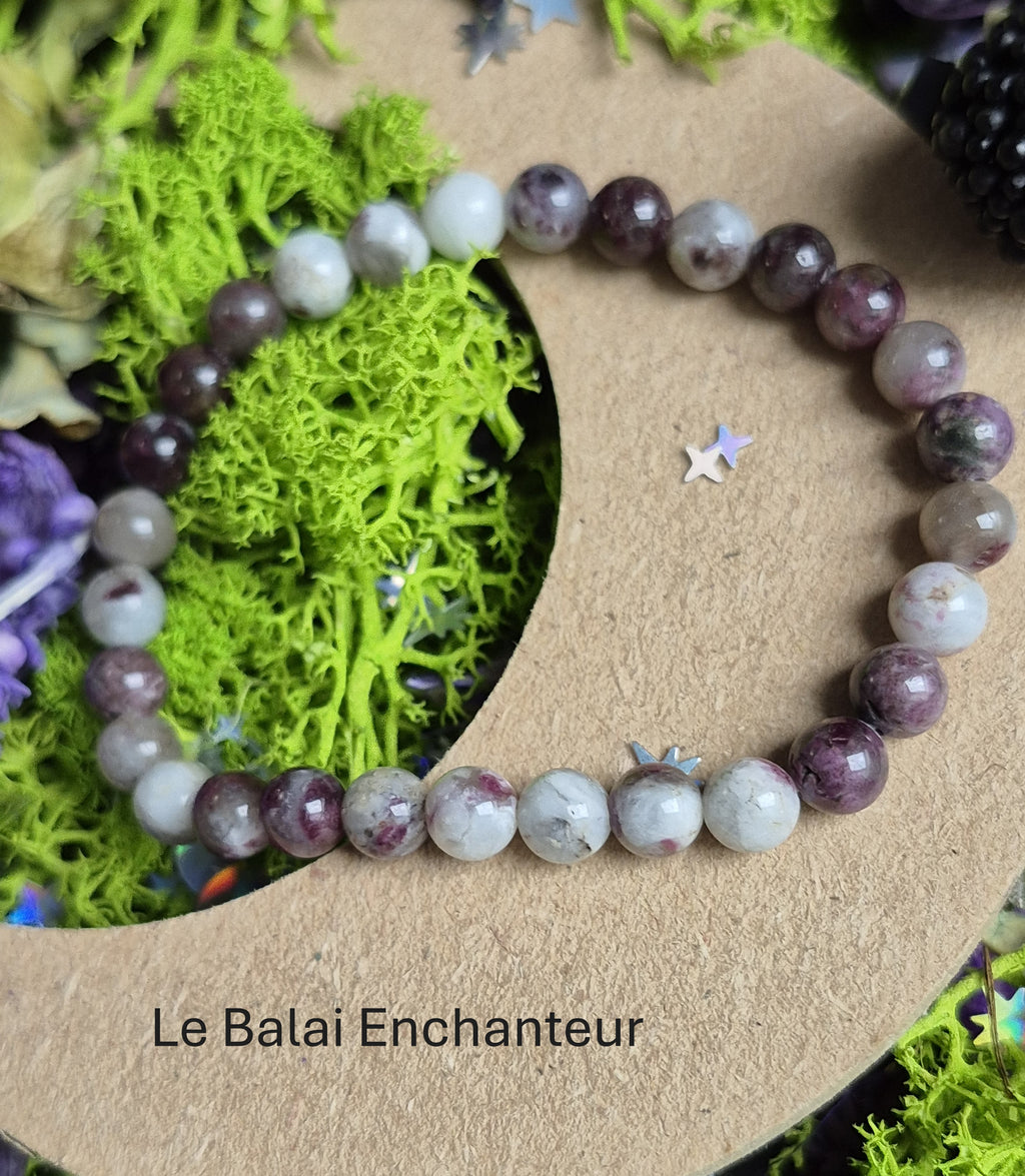 Bracelet élastique – Tourmaline rose - taille 06 mm